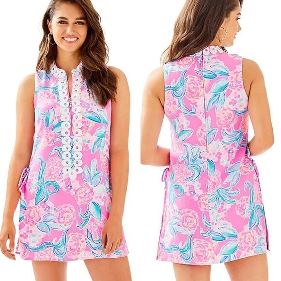 NWT Lilly Pulitzer Jonna Romper Prosecco Pink Blue Tropical Print Size 00 - Picture 1 of 14